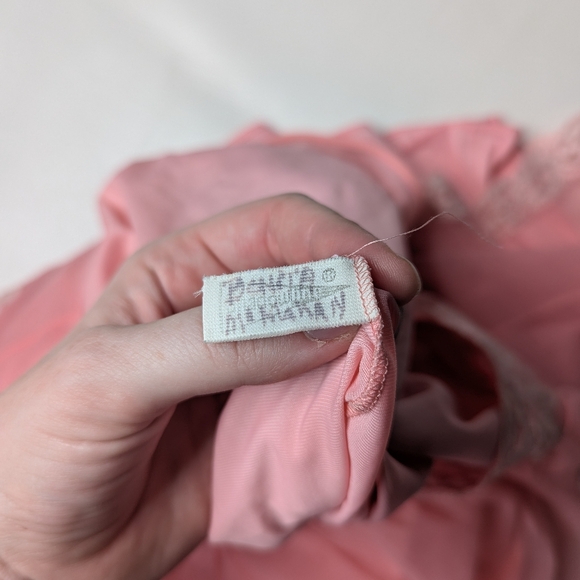 Vintage Shadowline Nightgown Nightie Pink Lace Size Large - Picture 12 of 12